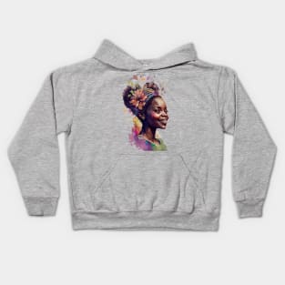 Watercolour print of a beautiful Black Queen Kids Hoodie